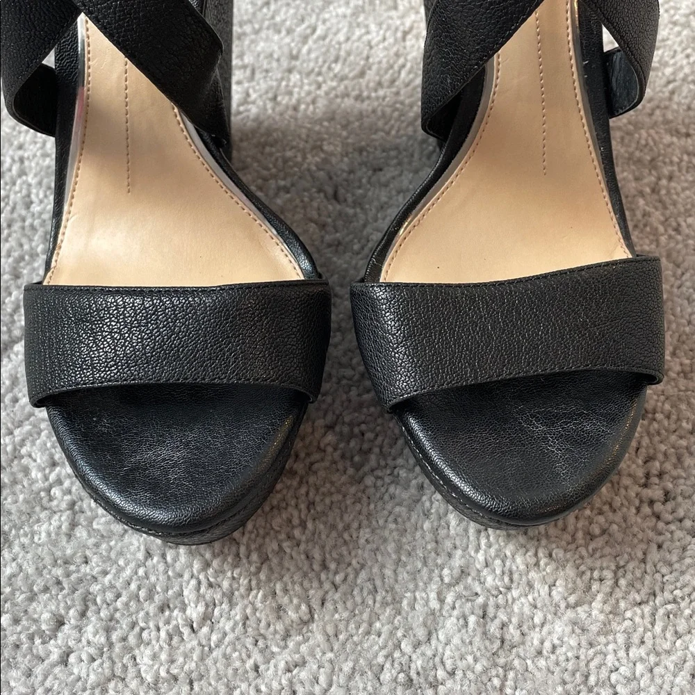 Gianni Bini Black Ankle Strap Wedge Sandals - Picture 9 of 16